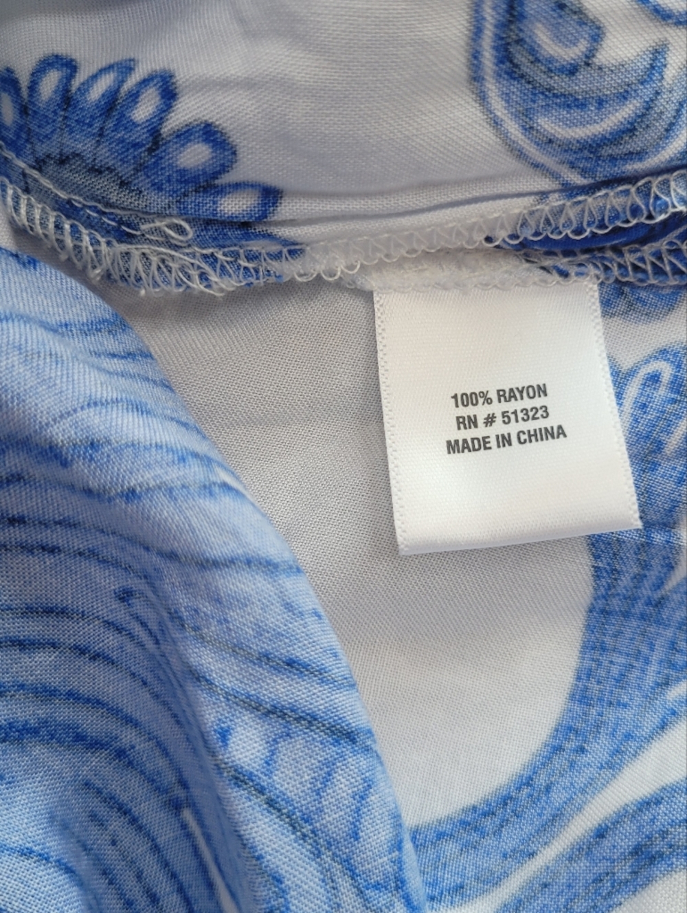 1.STATE Blue White Baroque Print Maxi Shirt Dress Belted Boho Resort Sz S - Picture 9 of 9